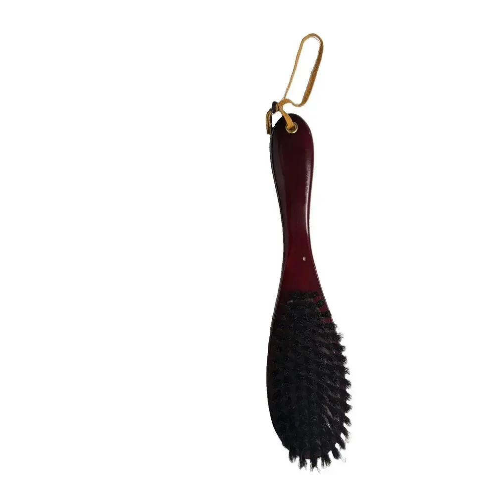 Vintage Wood Handle Double-Sided Clothes Brush w/ Black Bristles & Red Lint Pad